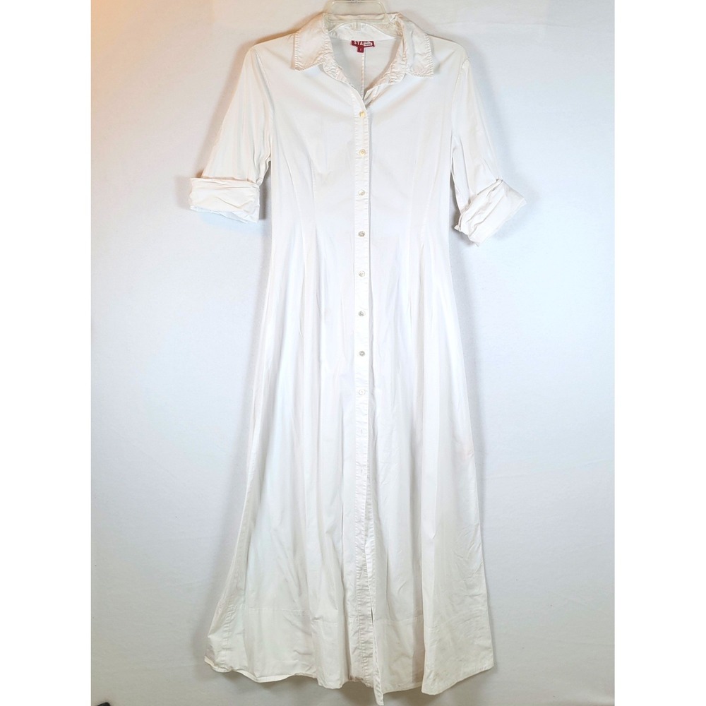 Staud Womens Joan Shirt Button Poplin Maxi Dress Size 4 White Beachy Minimalist